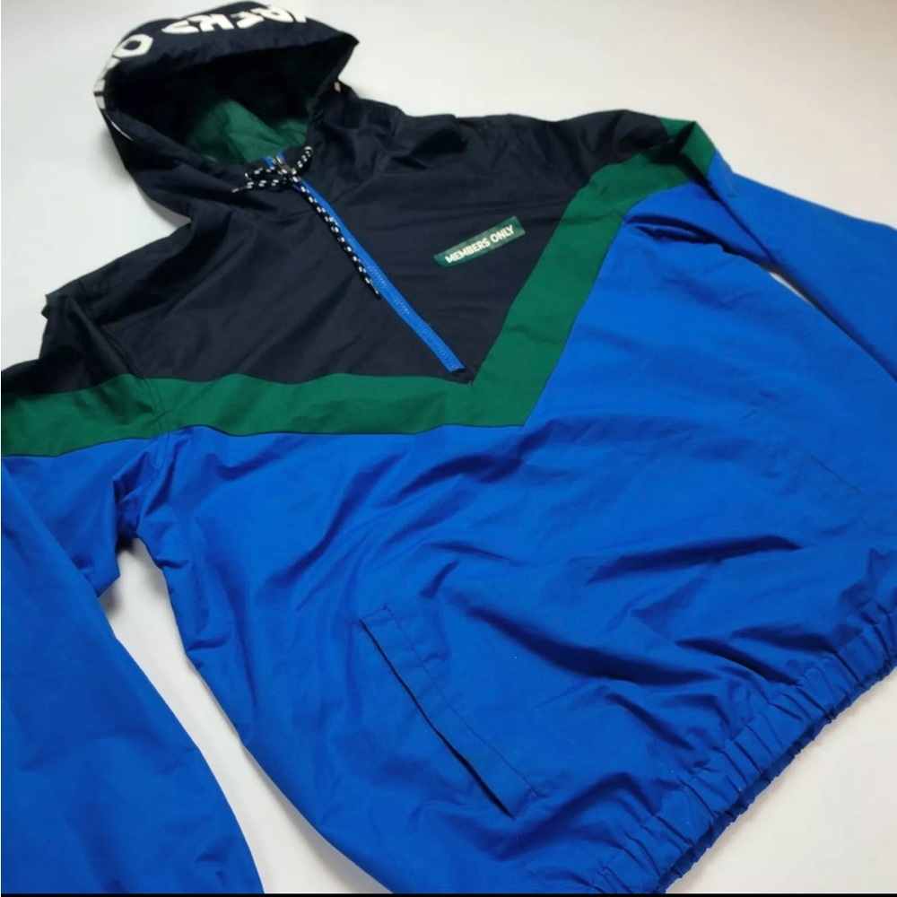 Members Only Mens S ColorBlock Cheveron Popover Pullover Windbreaker Jacket